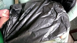 [Bag Slut Roleplay, Guy, Orgasm Control] Trash Bag Slut Roleplay Plastic Fetish MILF Deepthroat Doggy And Eats Cum On Shiny Bag Preview